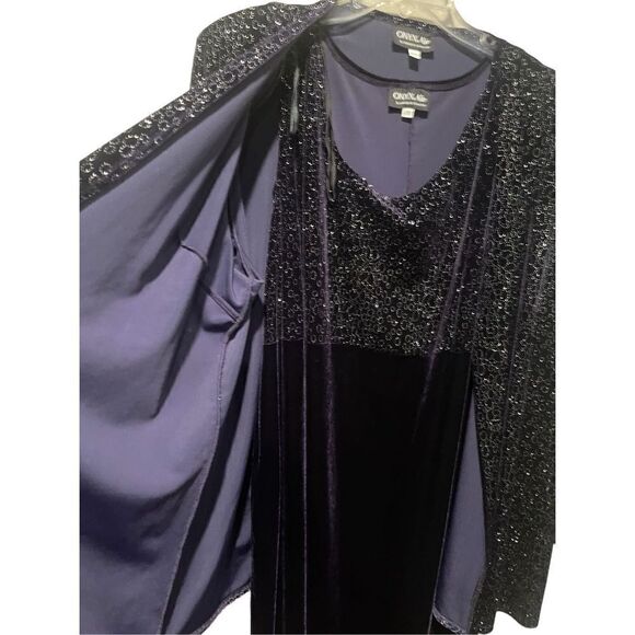 ONYX Nite 2 Piece Dress& jacket set plum colored Sparkle Slinky Black L… - Picture 4 of 4